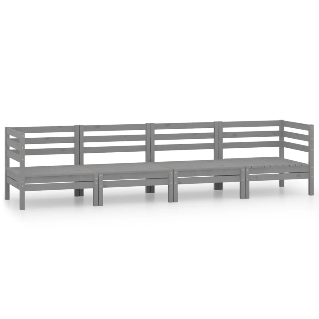 Garden Lounge Set Grey Solid pinewood Medium Modular