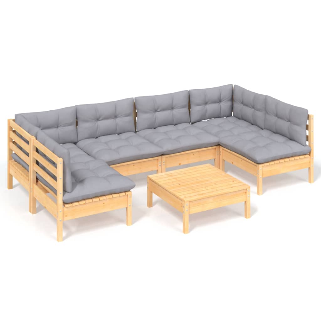 Garden Lounge Set Grey Solid pinewood Medium Modular