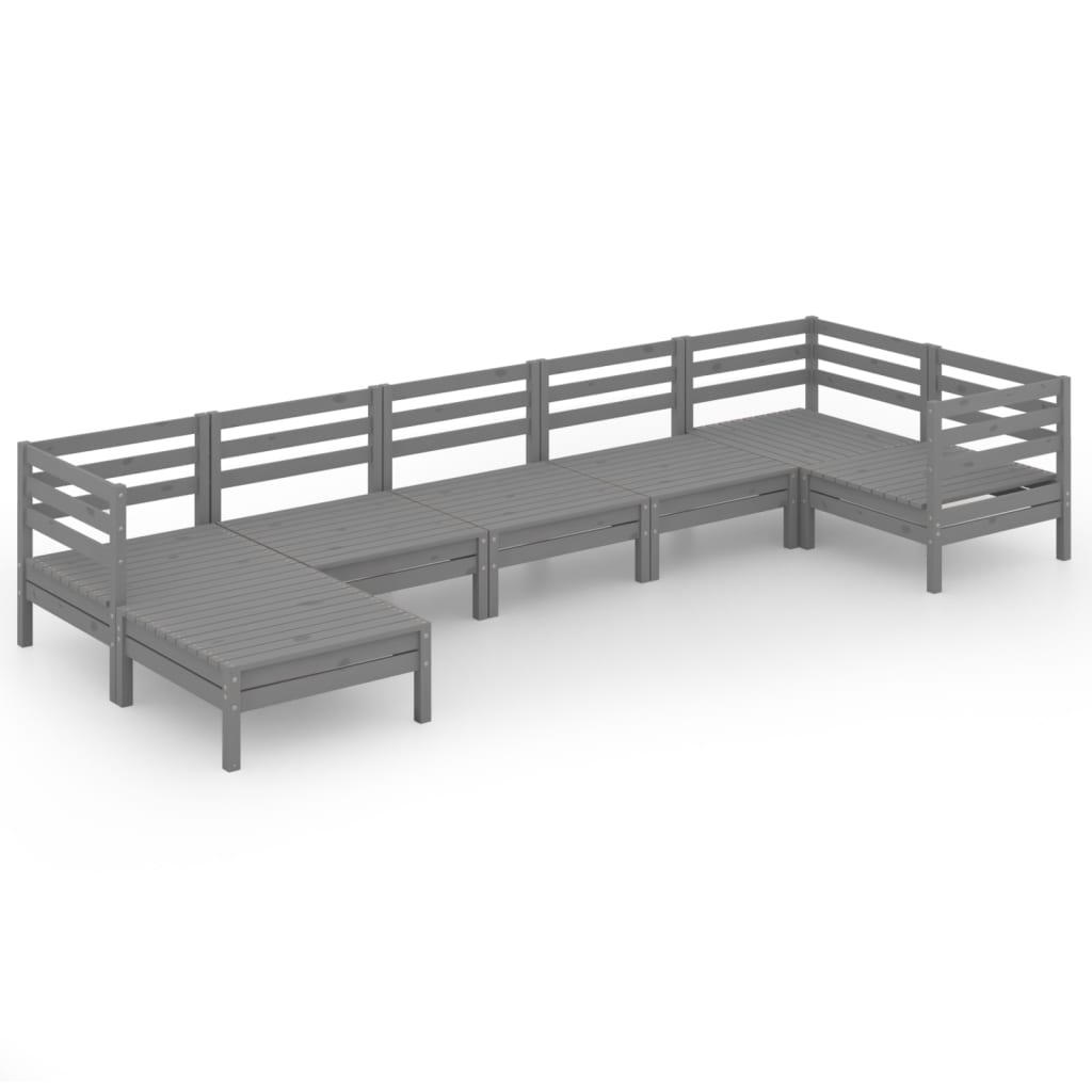 Garden Lounge Set Grey Solid pinewood Modular Garden Lounge Set