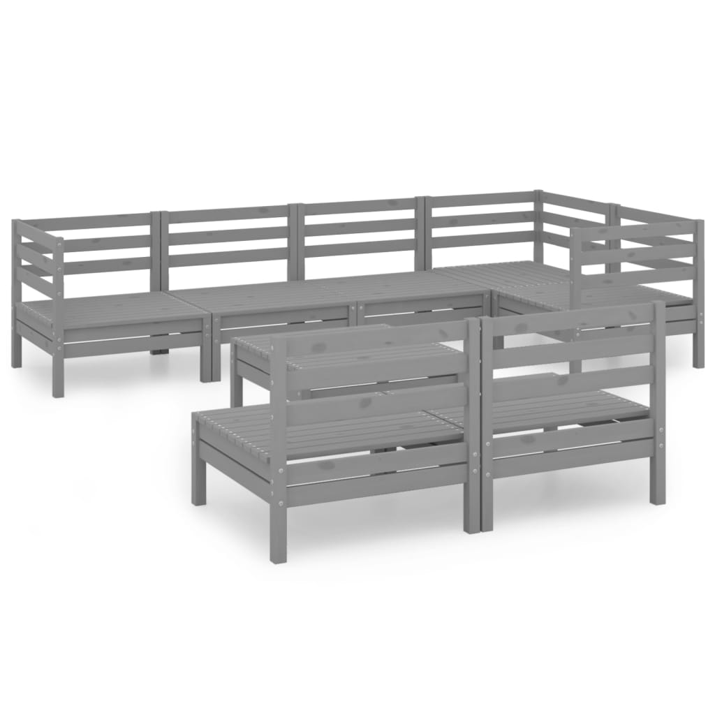 Garden Lounge Set Grey Solid pinewood No details provided Modular