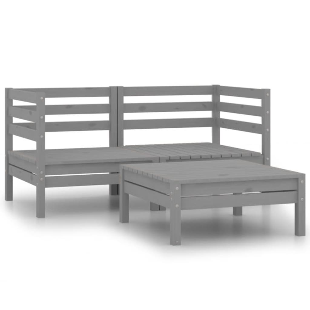 Garden Lounge Set Grey Solid pinewood One size Modular