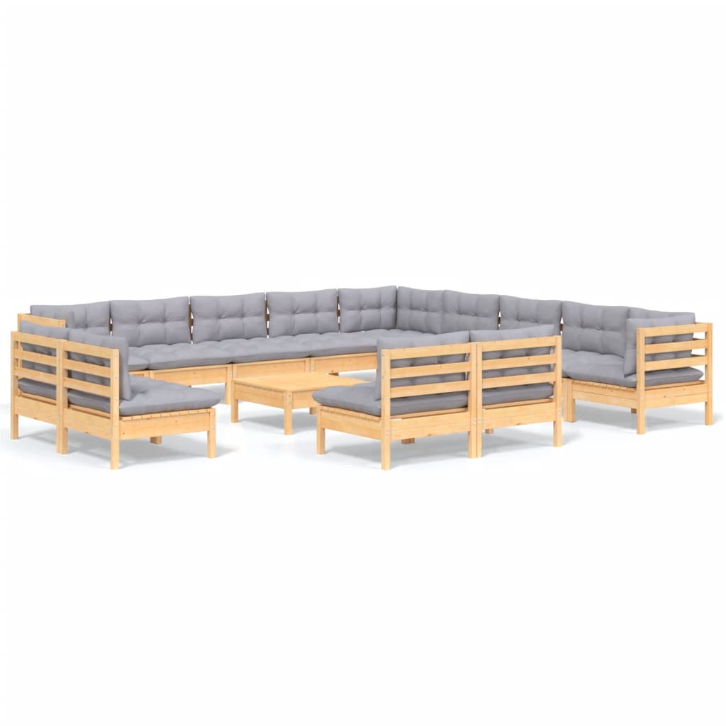 Garden Lounge Set Grey Solid pinewood Standard lounge set size