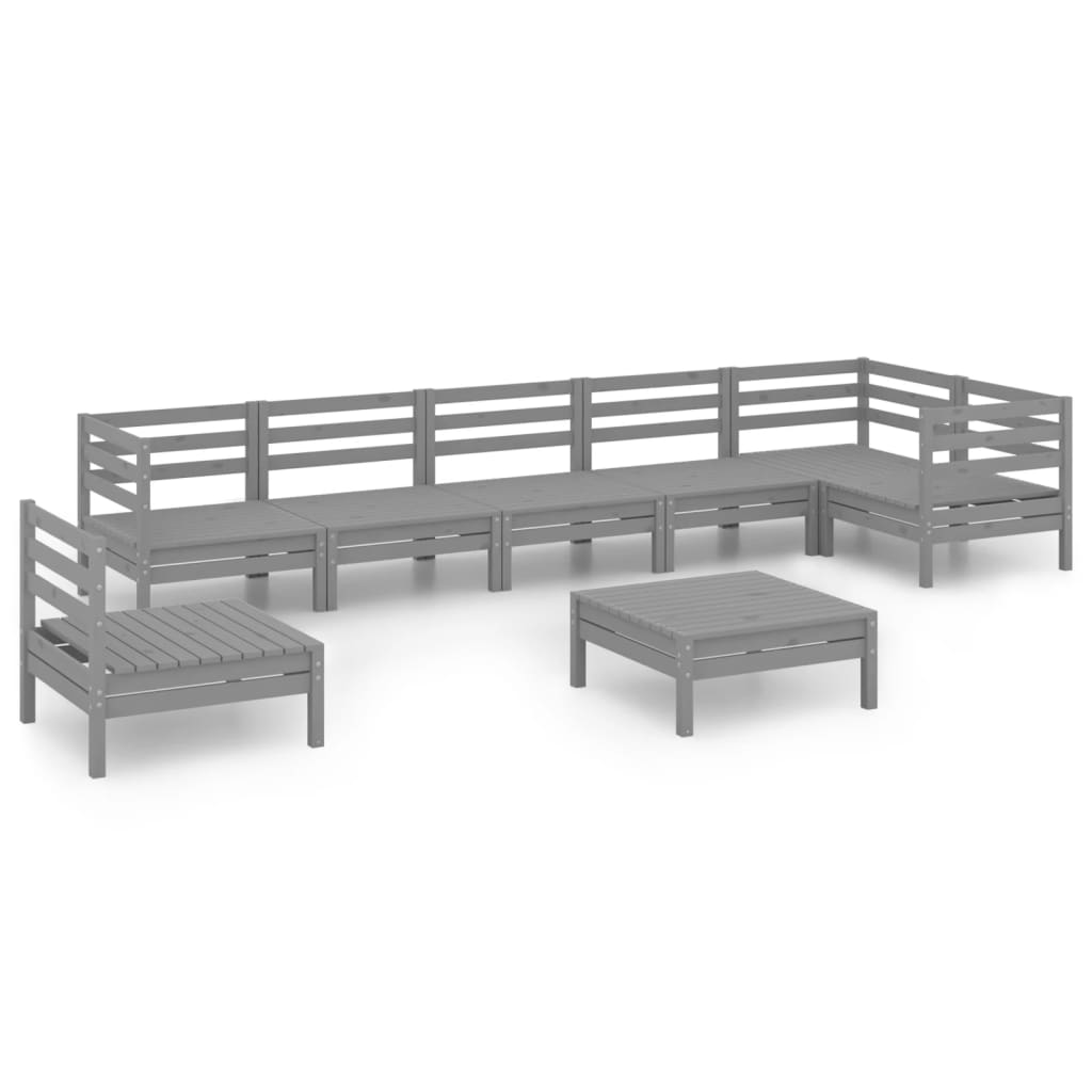 Garden Lounge Set Grey Solid Pinewood Standard Modular