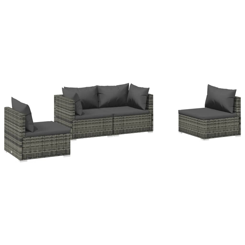 Garden Lounge Set Grey with Anthracite cushions