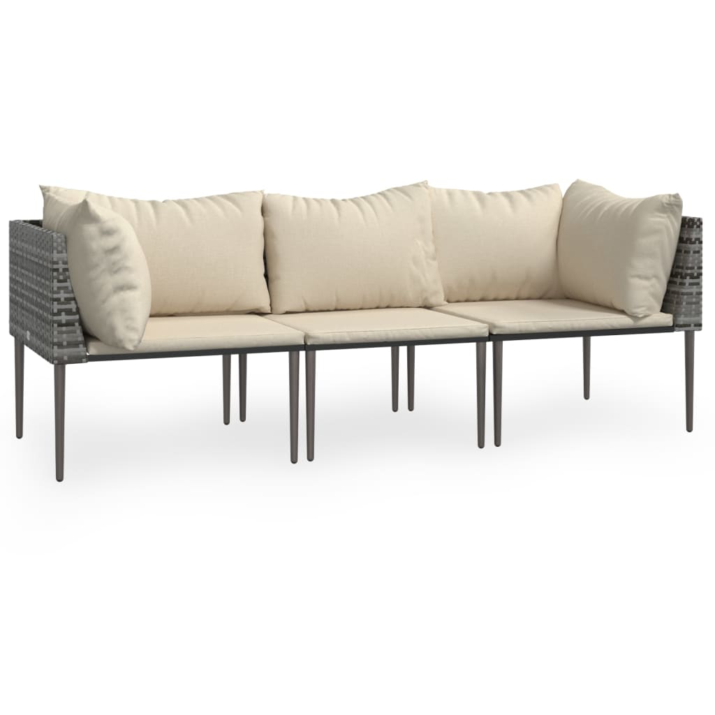 Garden Lounge Set Grey with beige cushions