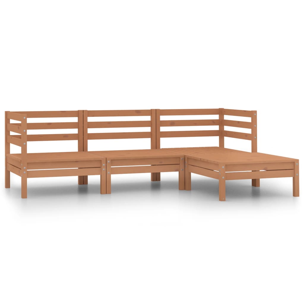 Garden Lounge Set Honey brown Solid pinewood Medium Modular
