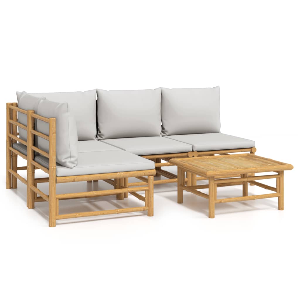 Garden Lounge Set Light Grey Bamboo Medium Modular