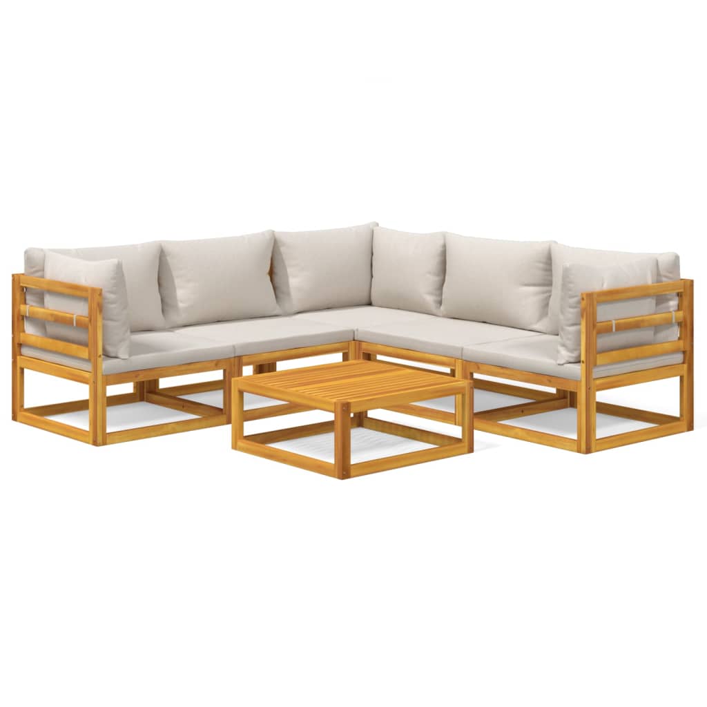 Garden Lounge Set Light grey Real acacia wood Modular
