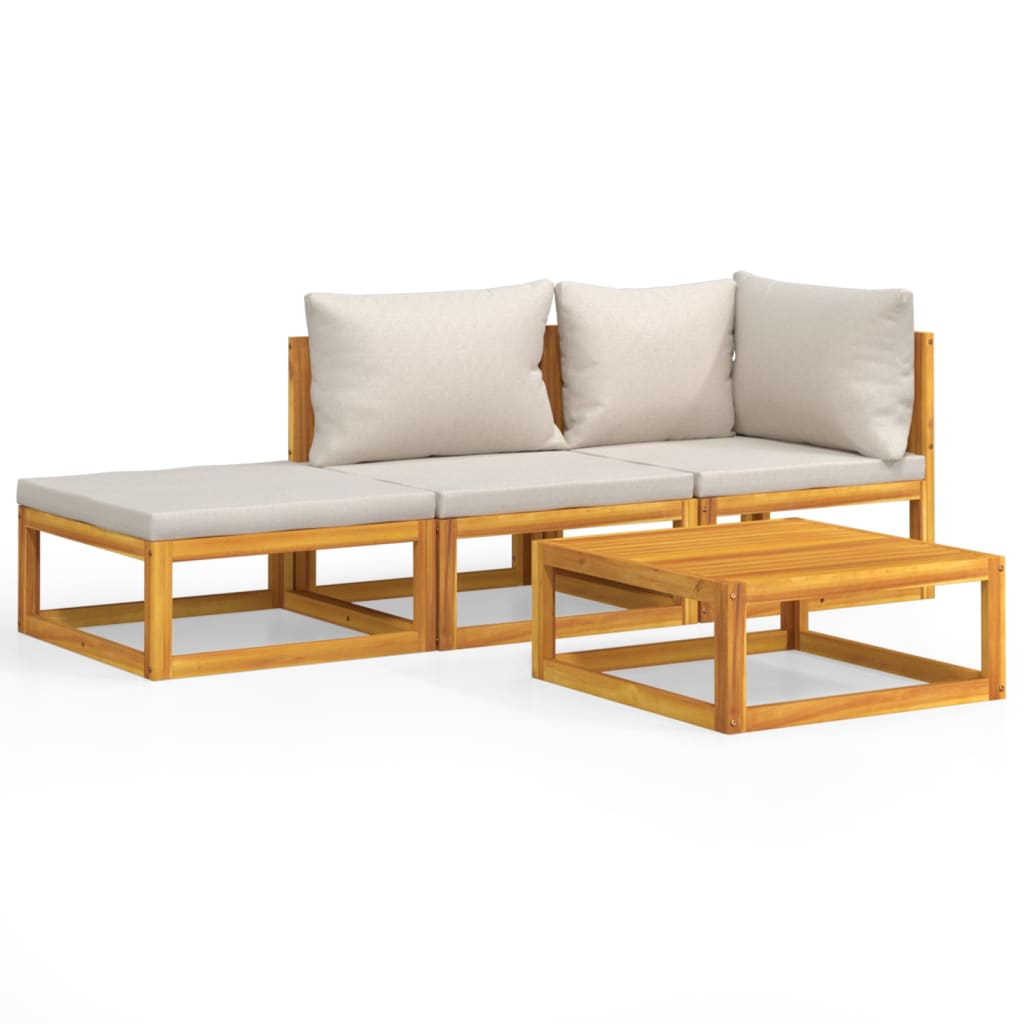 Garden Lounge Set Light grey Solid acacia wood Medium Modular