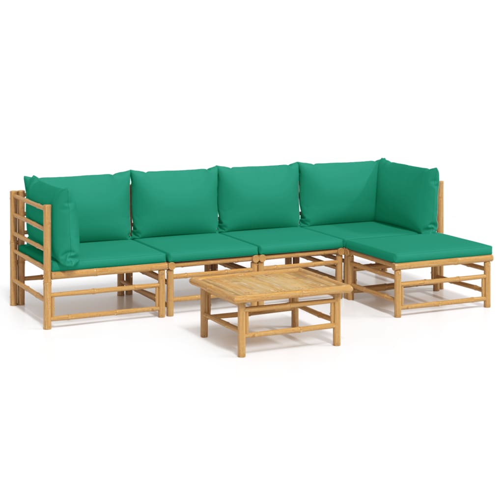 Garden Lounge Set Natural bamboo Bamboo 6 Piece Modular