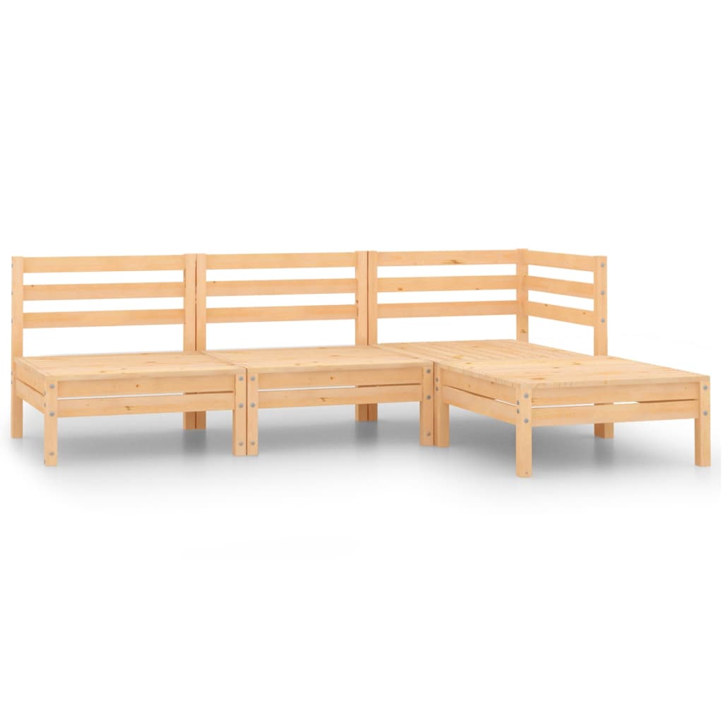 Garden Lounge Set Natural pine Solid pine 25 inches Modular