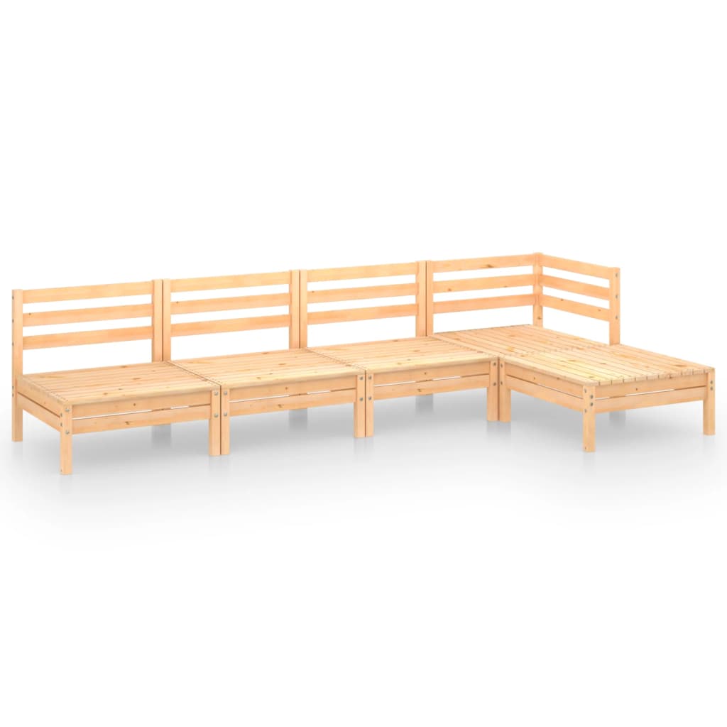 Garden Lounge Set Natural Pine Solid Pine Wood Five-Piece Modular