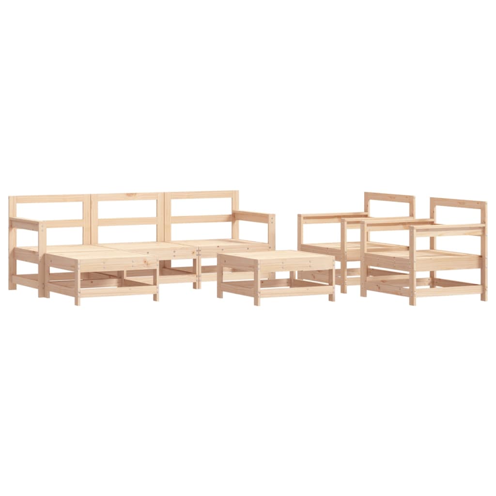 Garden Lounge Set Natural Pine Solid Pine Wood Large Modular