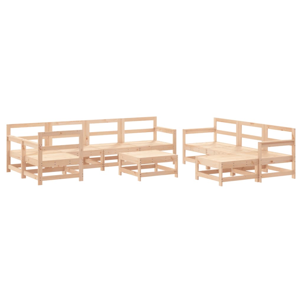 Garden Lounge Set Natural Pine Solid Pine Wood Large Modular