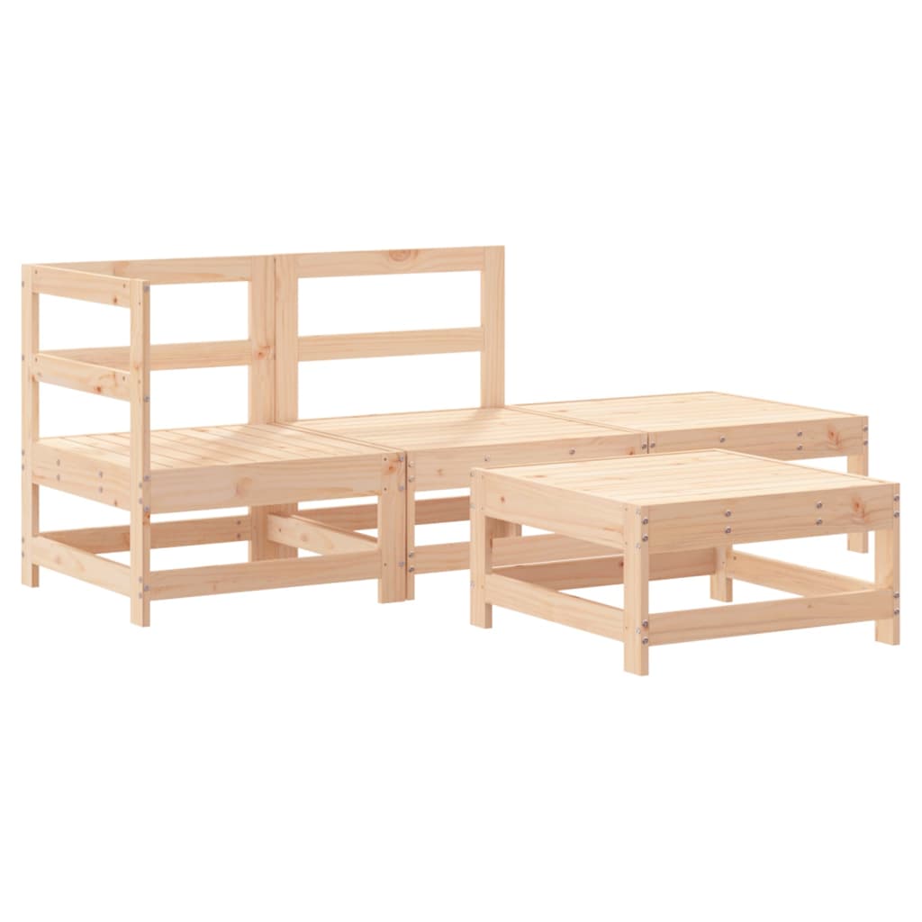 Garden Lounge Set Natural Pine Solid Pine Wood Medium