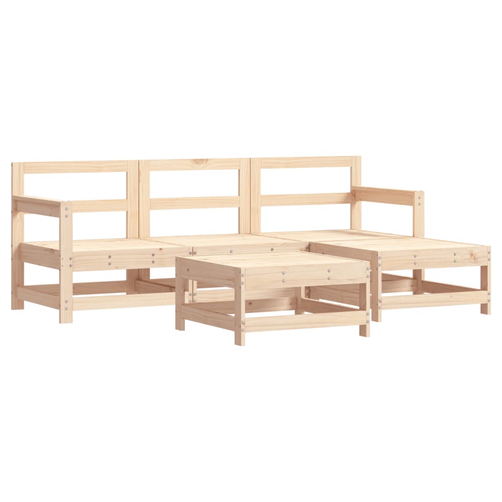 Garden Lounge Set Natural Pine Solid Pine Wood, Plywood 5 Piece Set