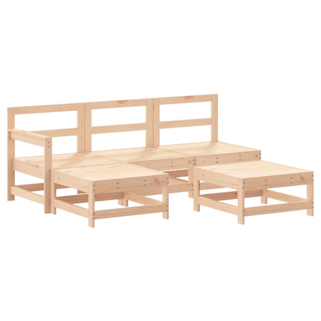 Garden Lounge Set Natural Pine Solid pine wood, Plywood Large