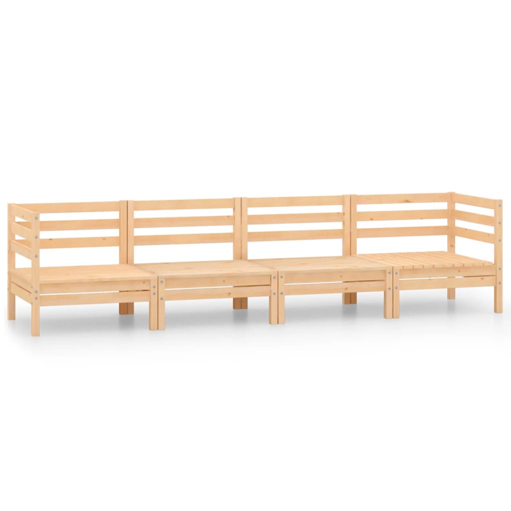 Garden Lounge Set Natural Pine Solid pinewood Medium Modular
