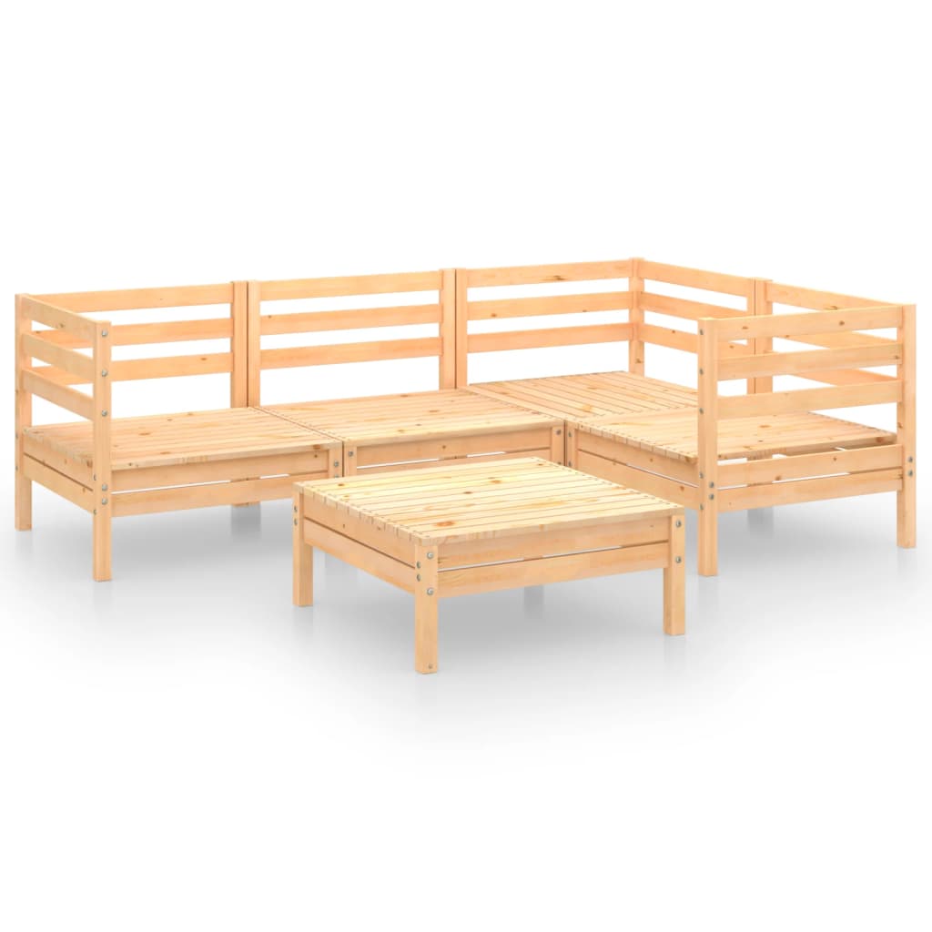 Garden Lounge Set Natural Pine Solid Pinewood Medium Modular