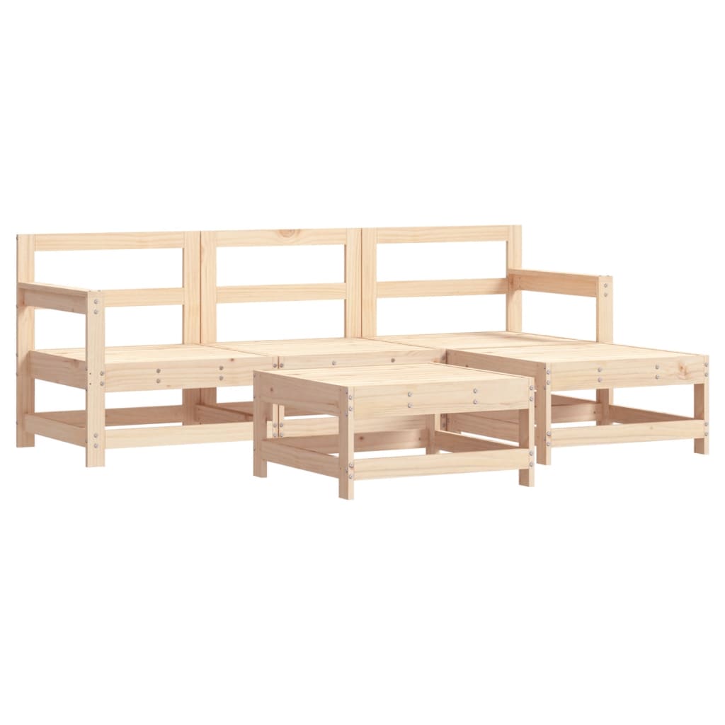 Garden Lounge Set Natural Solid pinewood and plywood Medium
