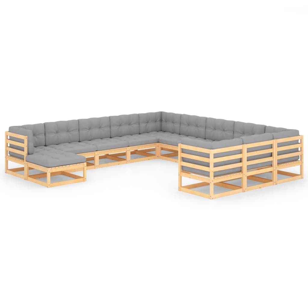 Garden Lounge Set Natural Solid Pinewood Large Modular