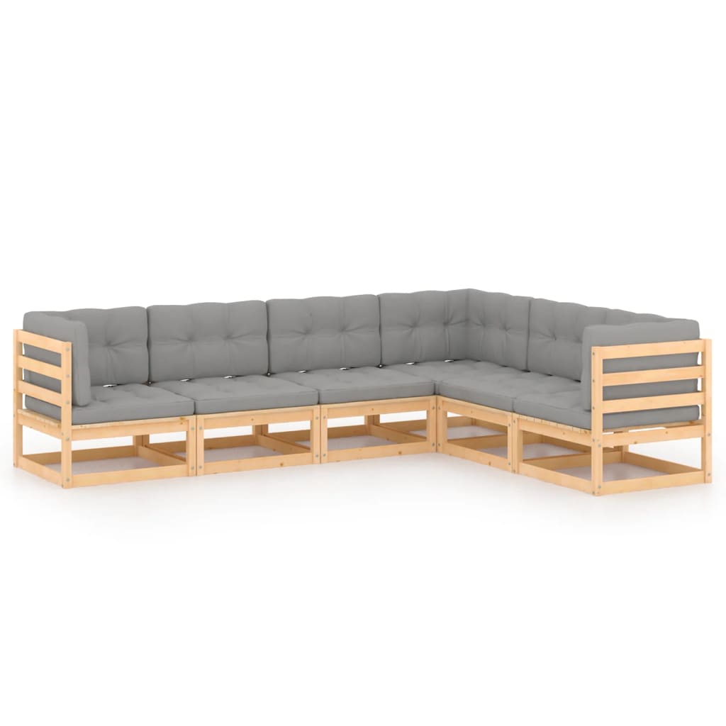 Garden Lounge Set Natural Wood and Grey