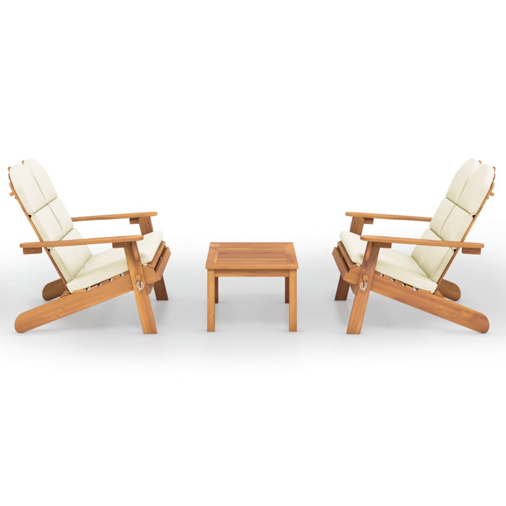 Garden Lounge Set Natural wood, Cream white