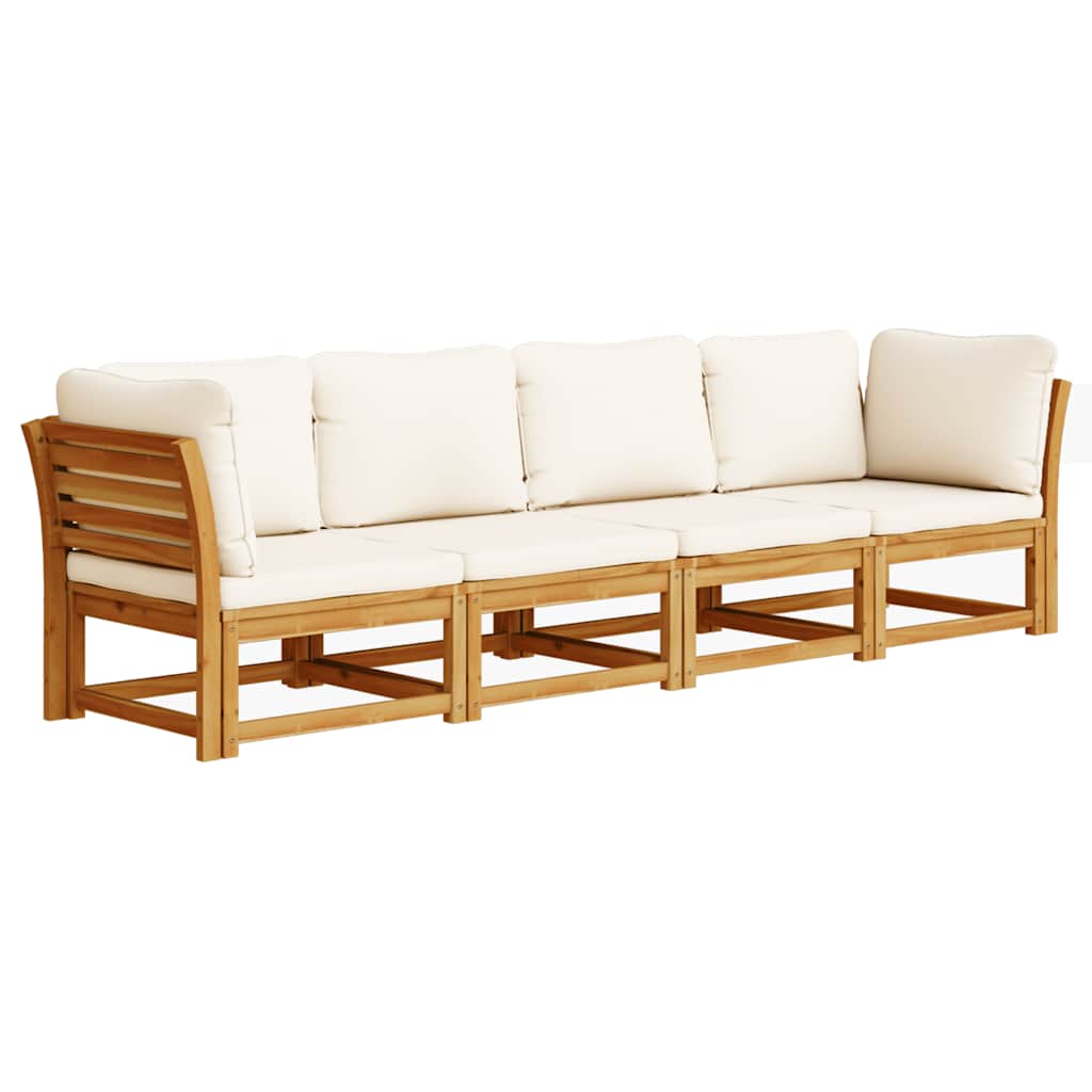 Garden Lounge Set Natural Wood Solid Acacia Wood 4 Seater Modular