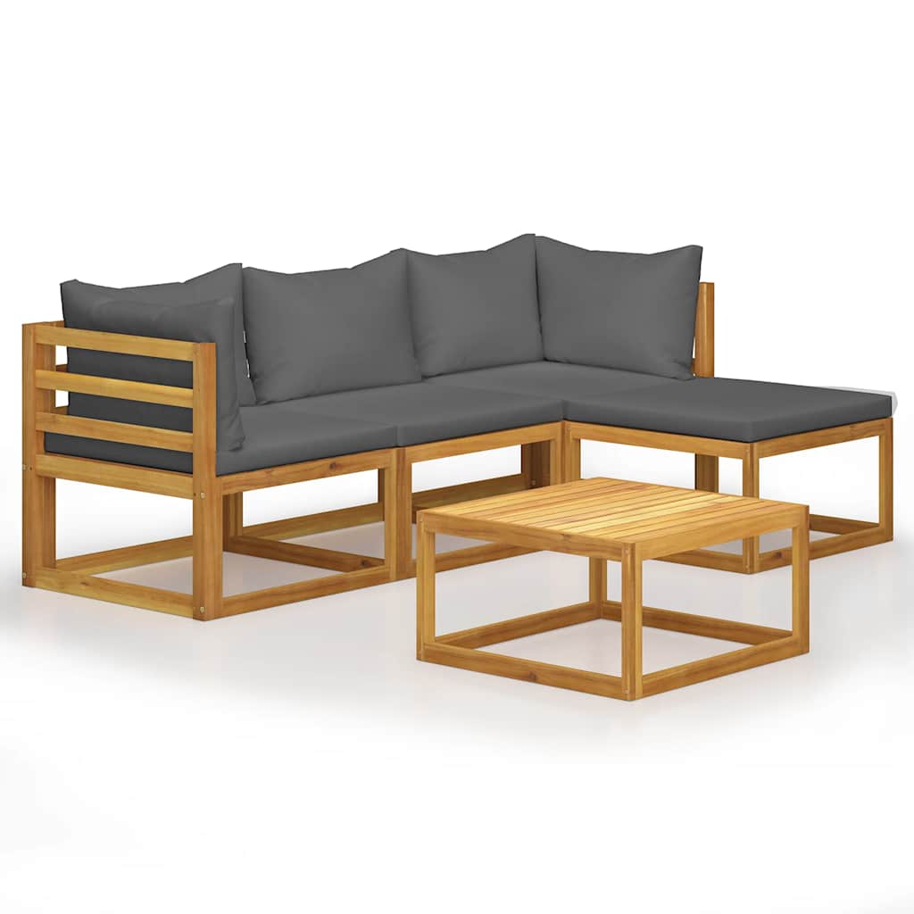 Garden Lounge Set Natural wood Solid acacia wood 5 Piece Set