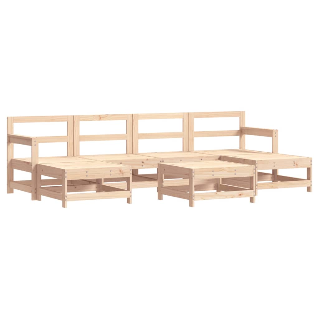 Garden Lounge Set Natural wood Solid pine wood 7 Piece Modular