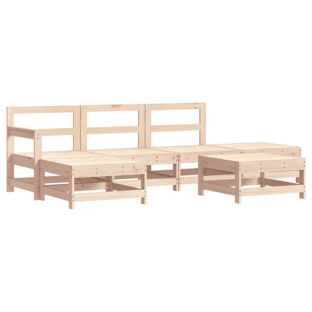 Garden Lounge Set Natural wood Solid pine wood and plywood Medium