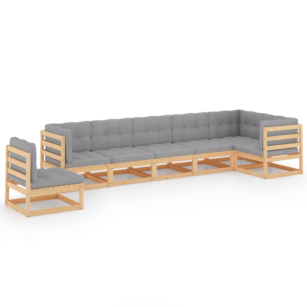 Garden Lounge Set Natural wood Solid pine wood Large Modular