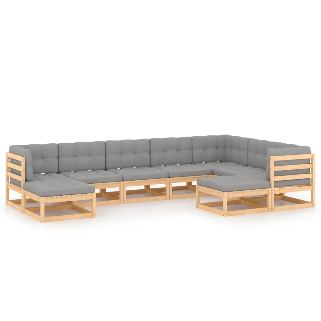 Garden Lounge Set Natural Wood Solid Pine Wood Large Modular