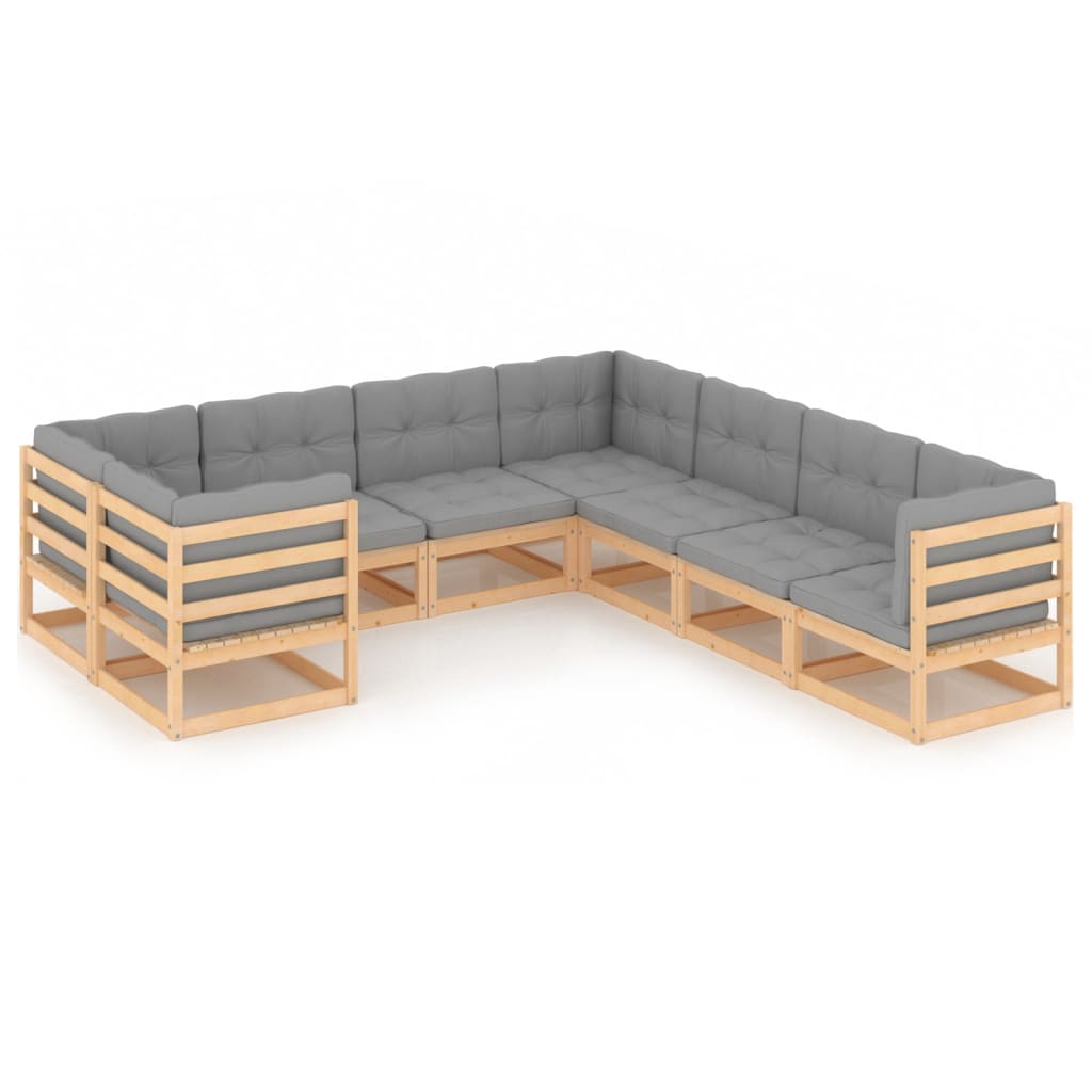 Garden Lounge Set Natural wood Solid pine wood Large Stackable