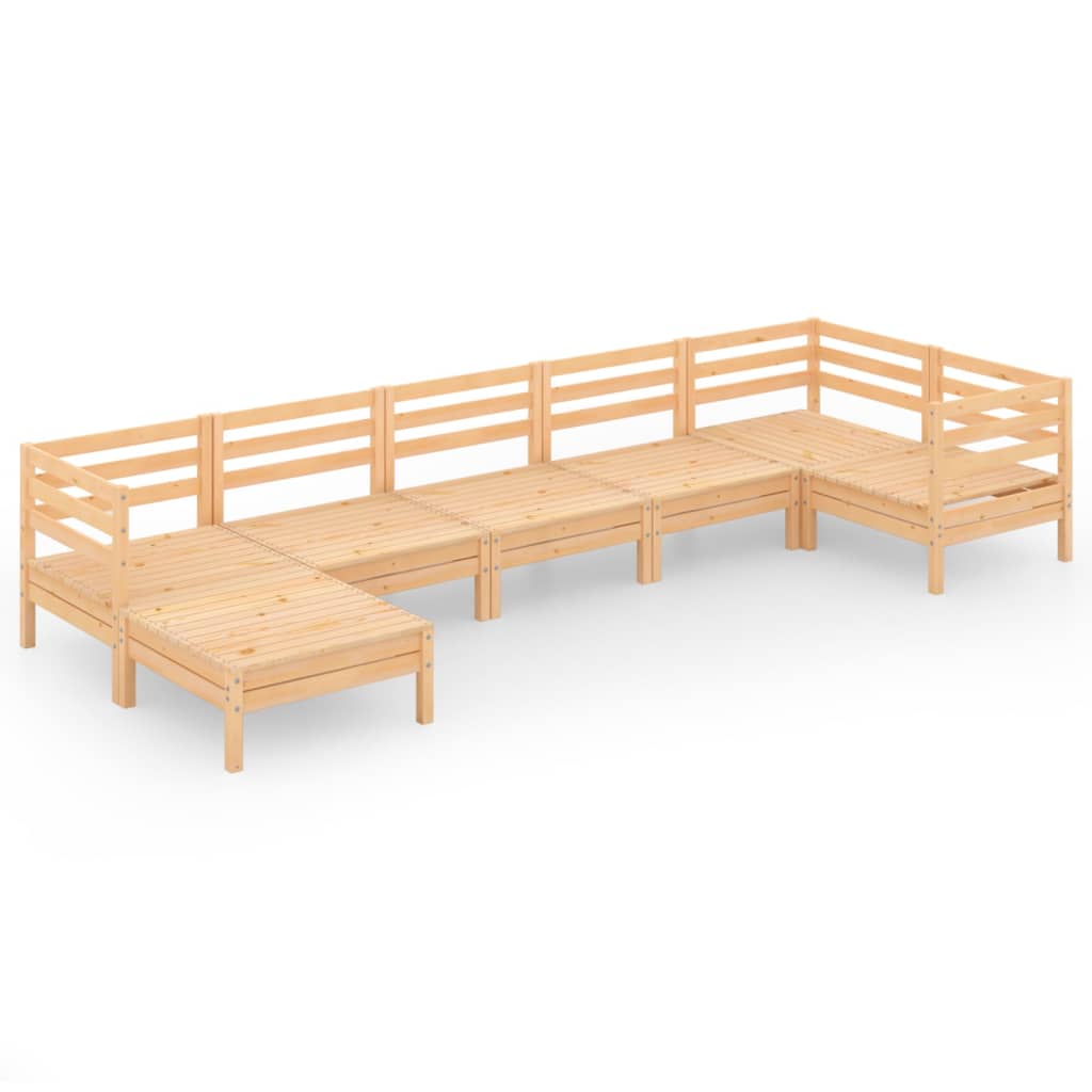 Garden Lounge Set Natural Wood Solid Pine Wood Medium Modular