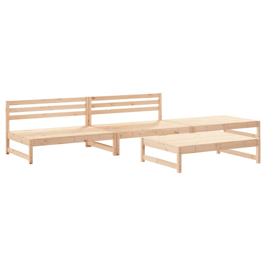 Garden Lounge Set Natural Wood Solid pine wood Medium Modular