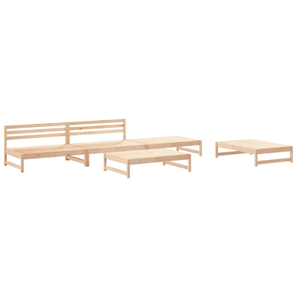 Garden Lounge Set Natural wood Solid pine wood, plywood Large