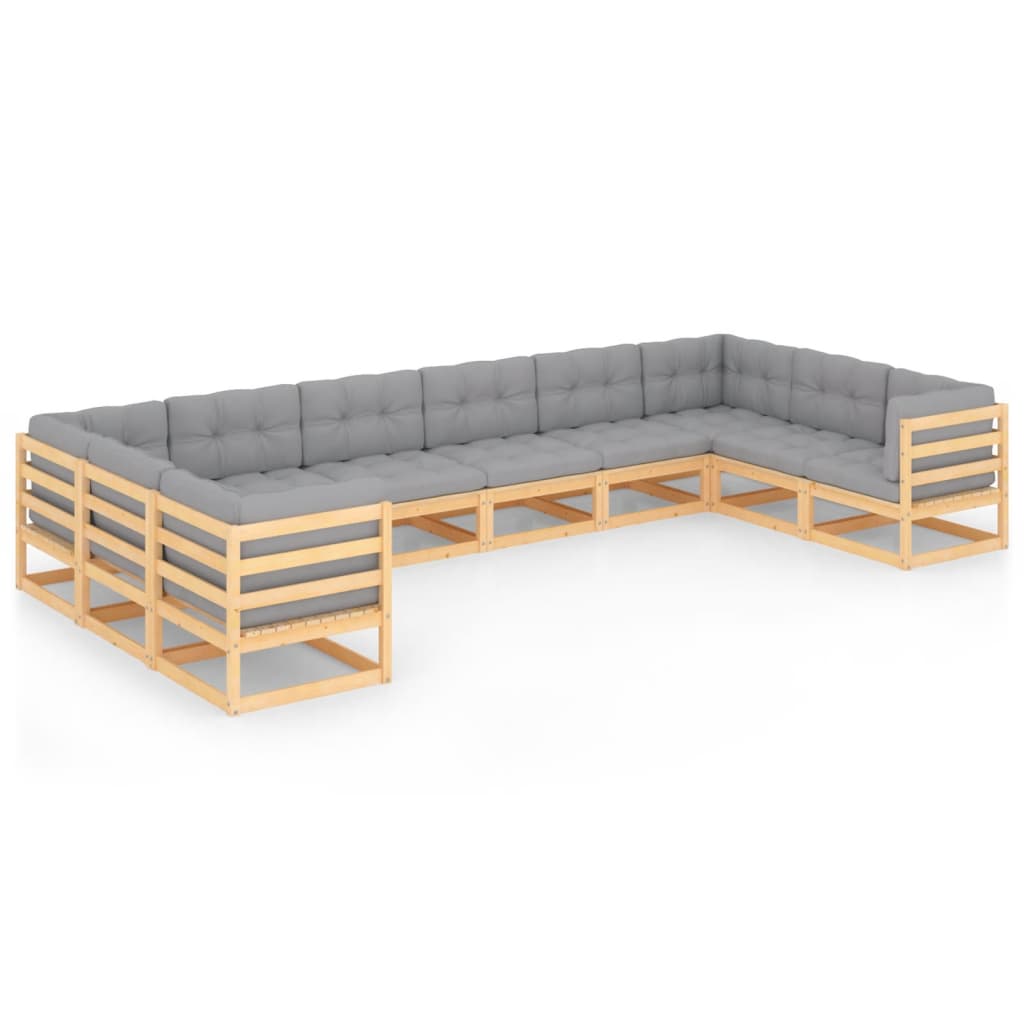 Garden Lounge Set Natural wood Solid Pinewood Large Durable