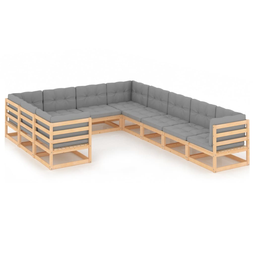 Garden Lounge Set Natural Wood Solid pinewood Large Modular