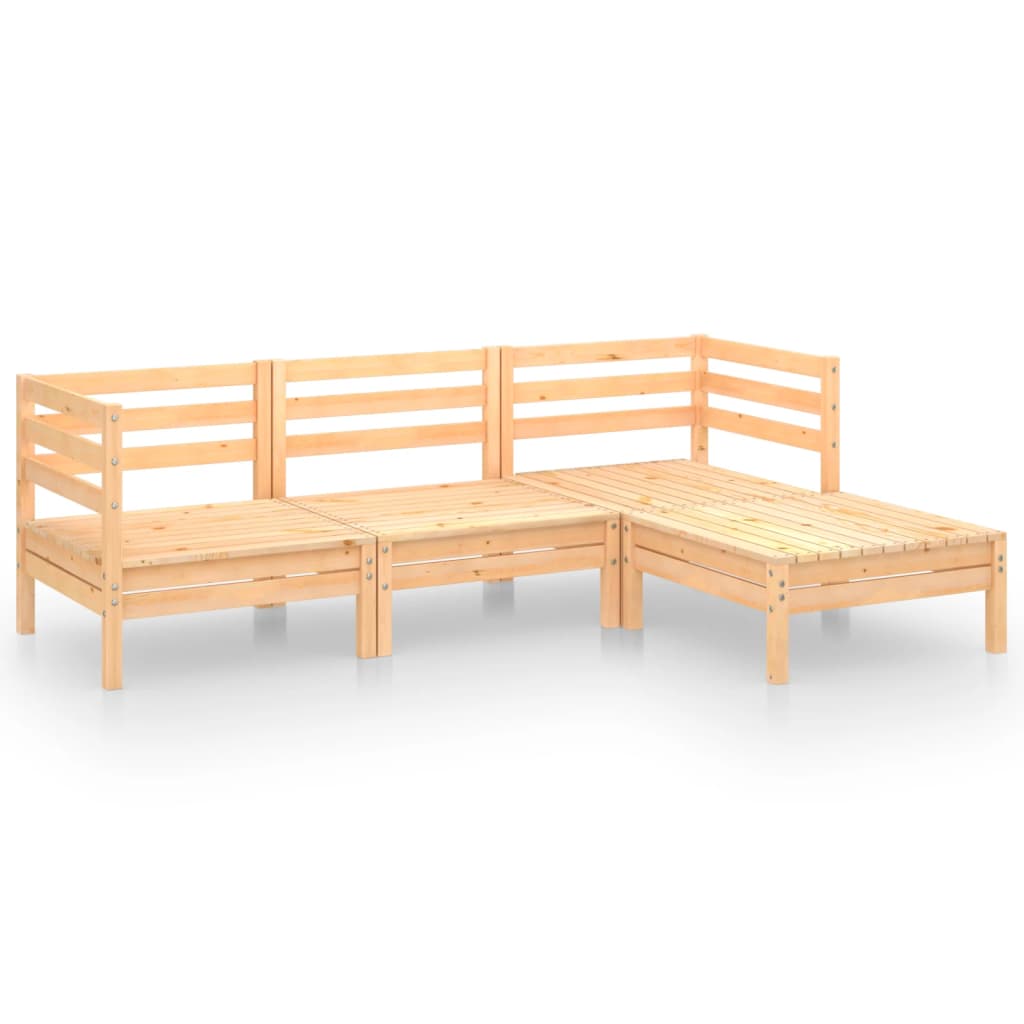 Garden Lounge Set Natural Wood Solid Pinewood Medium Durable