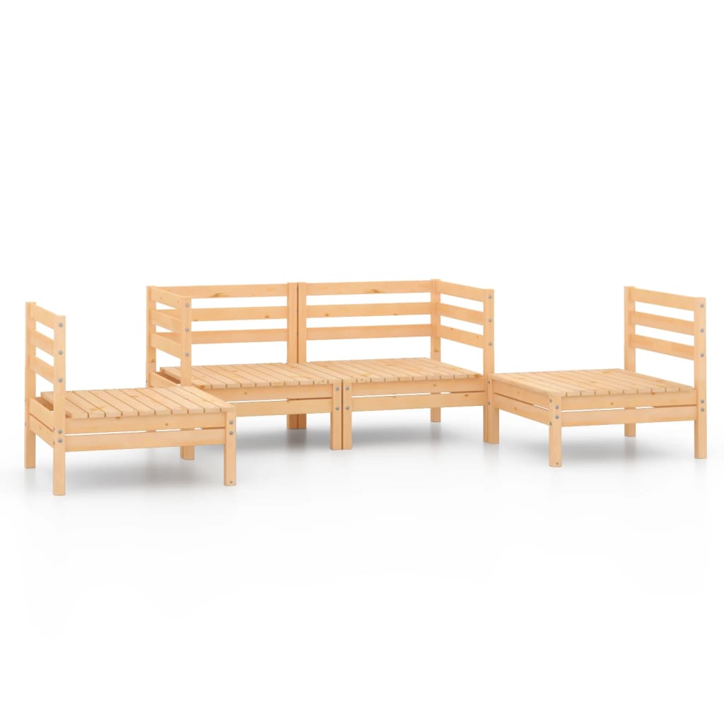 Garden Lounge Set Natural wood Solid pinewood Medium Modular