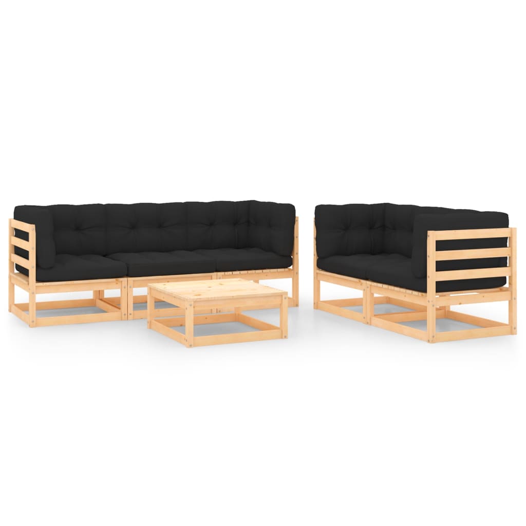 Garden Lounge Set Natural wood Solid pinewood Medium Modular