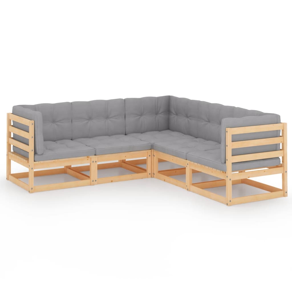 Garden Lounge Set Natural Wood Solid Pinewood Medium Modular