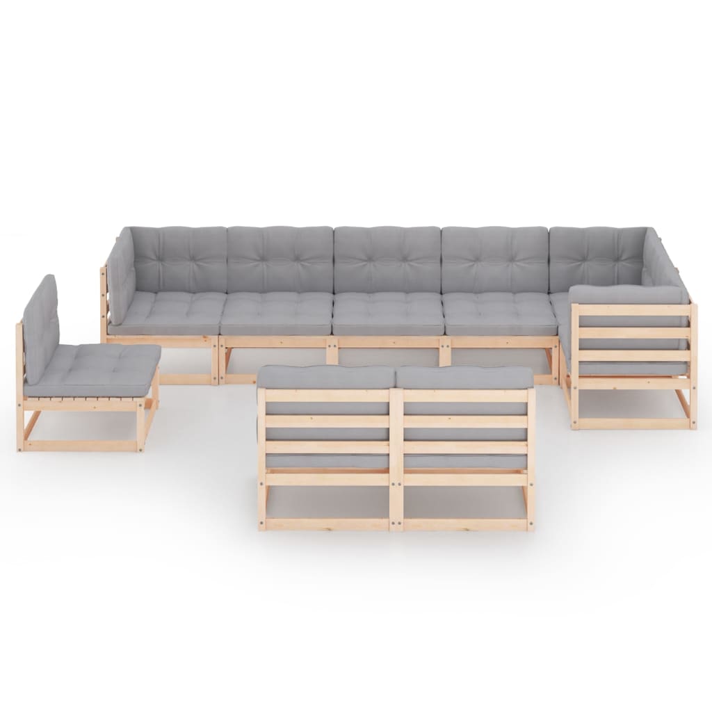 Garden Lounge Set Natural Wood Solid Pinewood Modular
