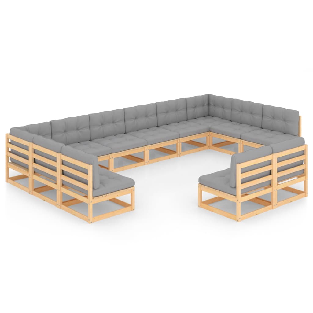 Garden Lounge Set Pine Solid Pine wood Large Modular