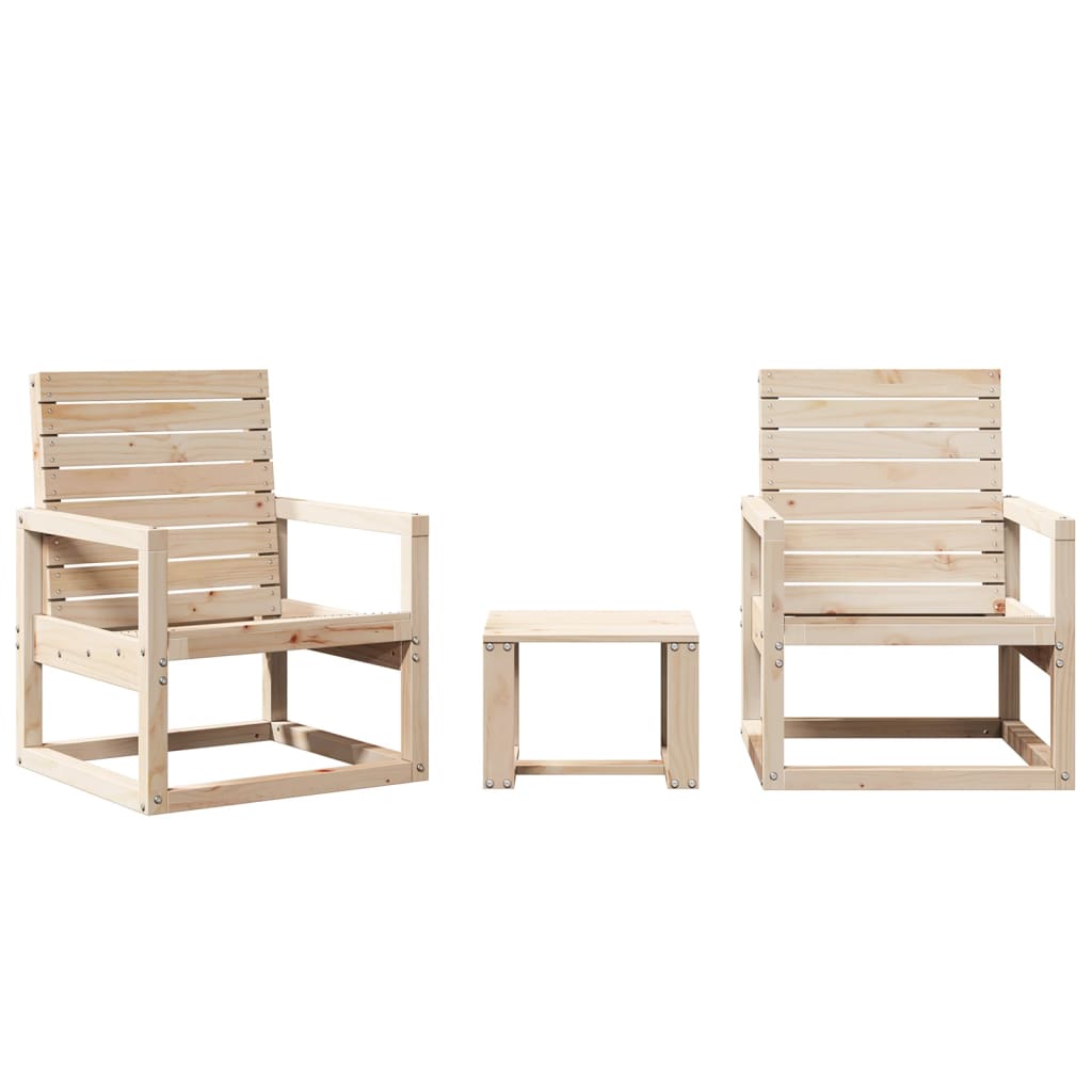 Garden Lounge Set Pine Wood Solid Pine Wood Medium