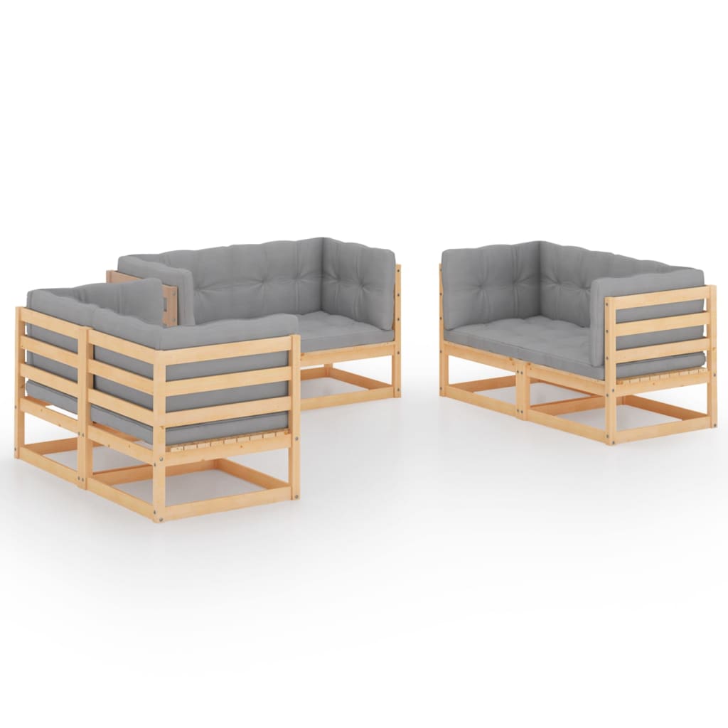 Garden Lounge Set Pinewood Solid pine wood Medium Modular