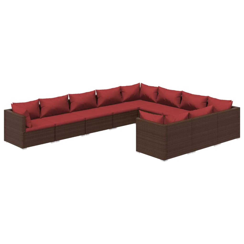 Garden Lounge Set Poly Rattan Color: Brown, Cushion Color: Cinnamon Red