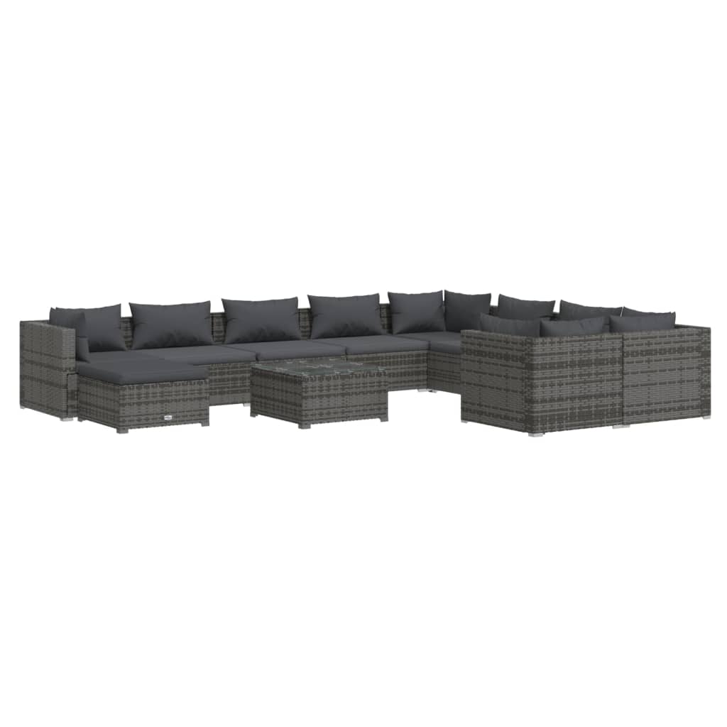 Garden Lounge Set Poly rattan: Grey, Cushion: Anthracite