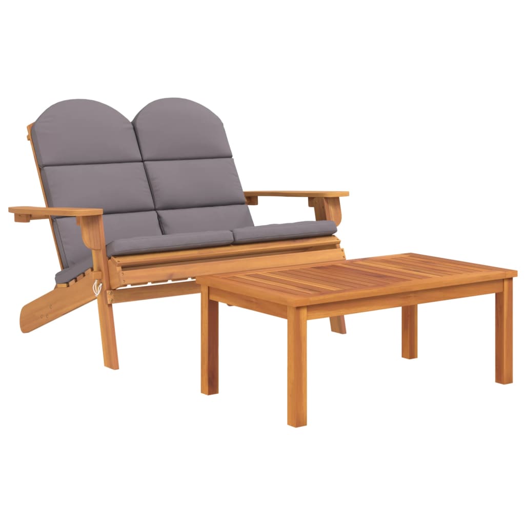 Garden Lounge Set Set of 2 Natural Wood Solid Acacia Wood Medium
